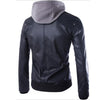 Hanrae Double-Layer Hooded Zipper Men's Leather Jacket