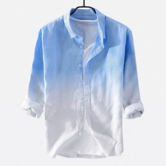 Hanrae Gradient Color Summer Collar Casual Shirt