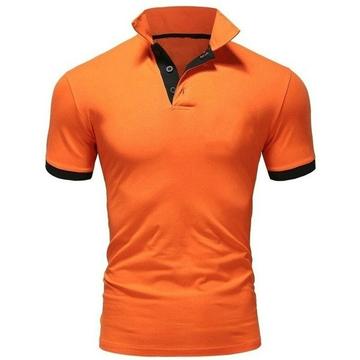 Hanrae Solid Color Stitching Polo Short sleeve Shirt