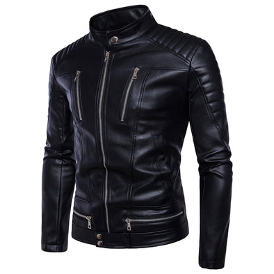 Hanrae Slim Zipper Leather Jacket