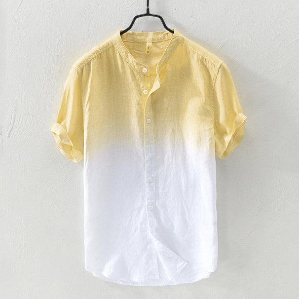 Hanrae Mens Gradient Color Summer Short Sleeve Cotton Shirt