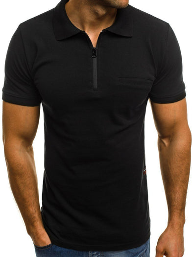 Simple men's solid color lapel casual short-sleeved T-shirt POLO short-sleeved