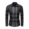 Hanrae Men's Cotton Long Sleeved Shirt Color Matching Plaid Shirt