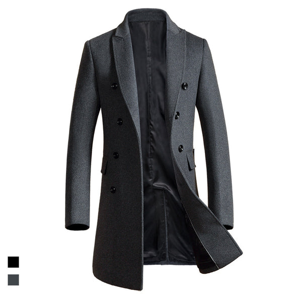 Long Woolen Coat Men's Autumn And Winter British Double-Breasted