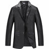 Hanrae Suit Collar Leather Jacket Outerwear