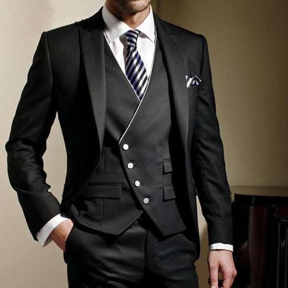 Hanrae( Jackets + Vest + Pants ) Fashion Groom Wedding Business 3 Piece Suits