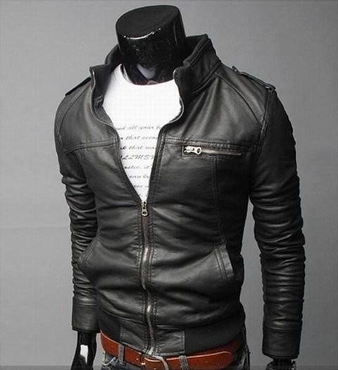 Hanrae Autumn Winter Men Leather Jacket Coat