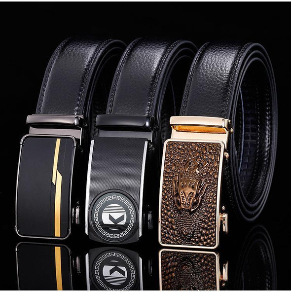 Hanrae Men's Genuine Leather Automatic Buckle Belt-9
