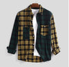 Hanrae Cotton Casual Loose Plaid Patchwork Long Sleeve Shirts