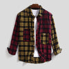 Hanrae Cotton Casual Loose Plaid Patchwork Long Sleeve Shirts