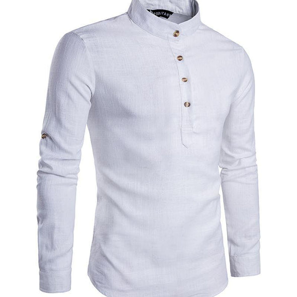 Hanrae Men's Fashion Stand Neck Long Sleeve Shirt
