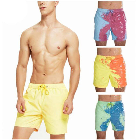 Color-Changing Swimming Trunks Beach Shorts Plus Size Warm