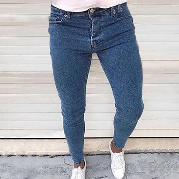 Hanrae Men Casual Slim Fit Pure Color Jeans