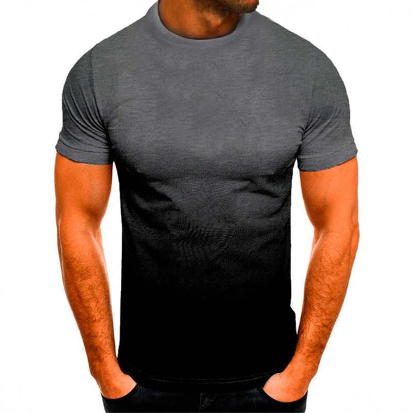 Men's Gradient-color Breathable Sportswear Formal US Size O-neck Shirt