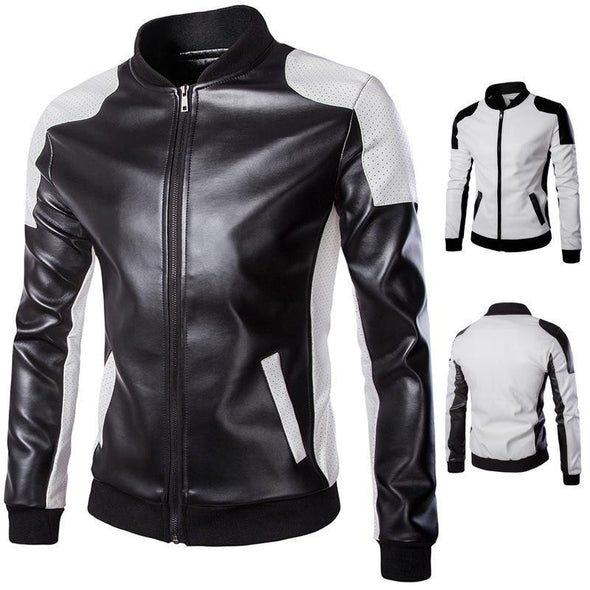 Hanrae Stand Collar Trend Black and White Color Matching Jacket