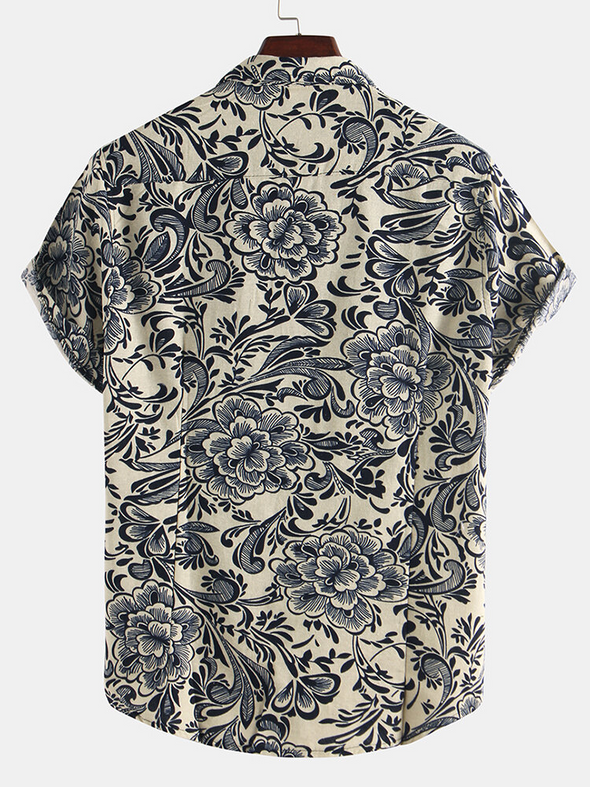 Hanrae Summer New Black Floral Short Sleeve Shirt