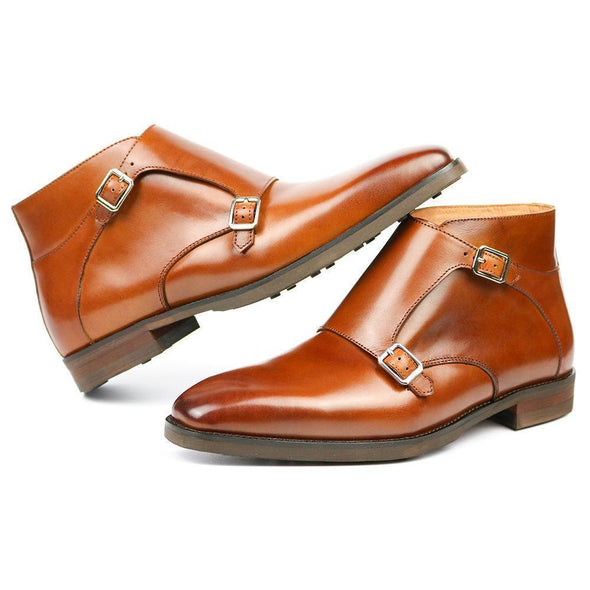Hanrae Men's Genuine Leather Monks Boots