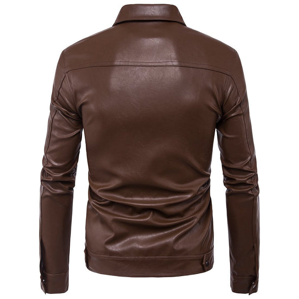 Hanrae Stand Collar Men's Leather Jacket