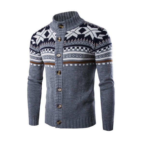 Hanrae Mens Thicken Long Sleeve Cardigan Knit Sweater V Neck