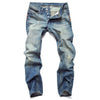 Hanrae Casual Ripped Fold Stitching Straight Washed Jeans For Men