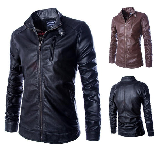 Hanrae Casual Slim Leather Jacket