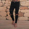 Hanrae Stylish Hip Hop Ripped Holes Washed Skinny Designer Jeans