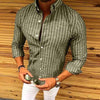 Hanrae Men's Basic Striped Long Sleeve Shirt