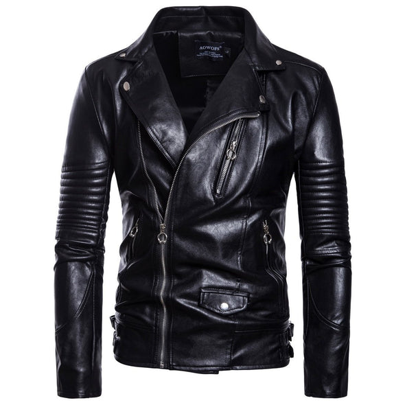 Hanrae Men's Leather Casual Fashion Jacket