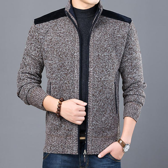 Hanrae Casual fashion high collar thick cardigan sweater coat