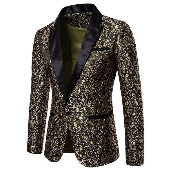 Hanrae Men's Printed Suit Formal Tops Jackets