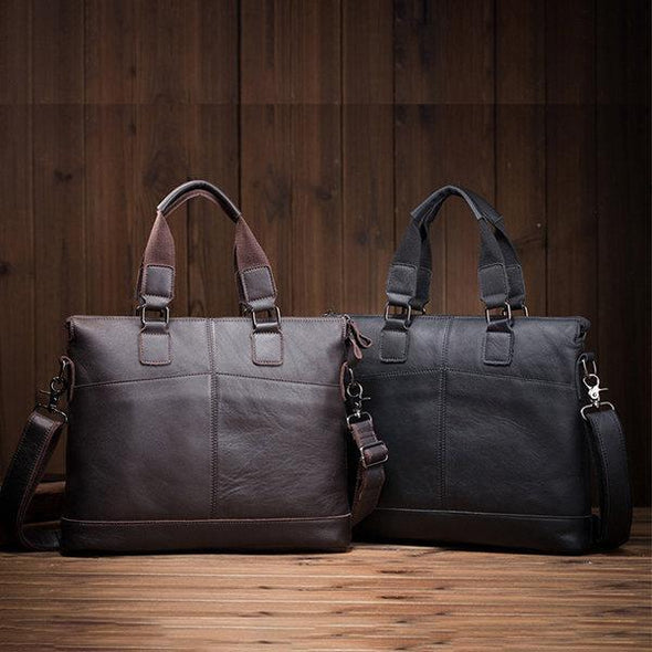 Hanrae Vintage Genuine Leather Laptop Bag Shoulder Bag For Men