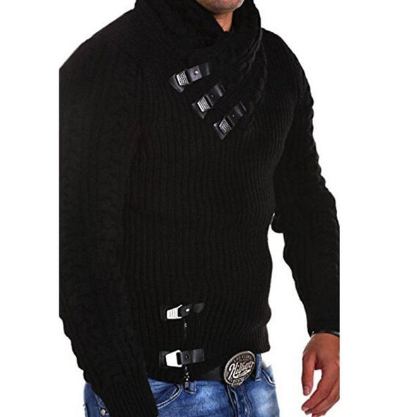 Hanrae Men‘s Long sleeve leather button sweater