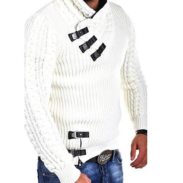 Hanrae Men‘s Long sleeve leather button sweater
