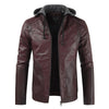 Hanrae Fashion Hooded Casual Faux Leather Stitching PU Leather Jacket