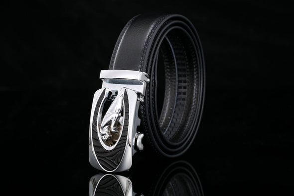 Hanrae Men's Genuine Leather Automatic Buckle Belt-8