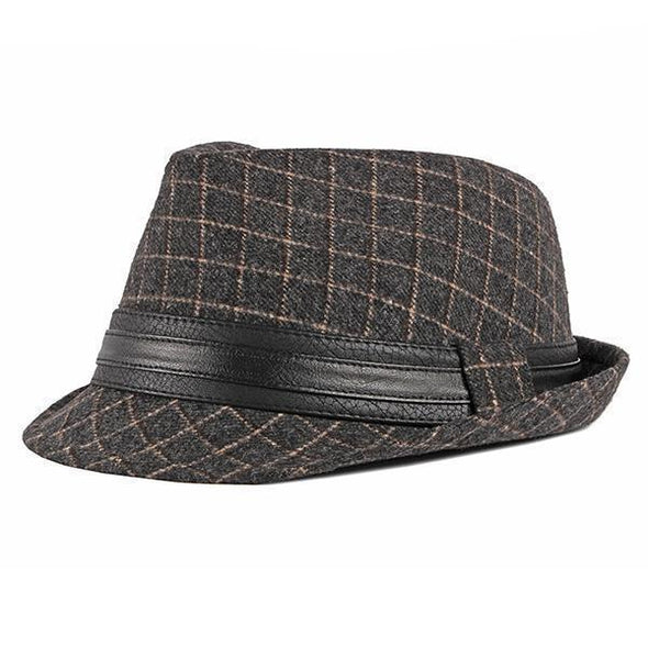 Hanrae Men's British Style Gentlemen Hats Plaid Jazz Hats