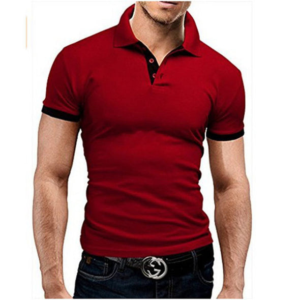 Men's stand-up collar Paul short-sleeved business casual solid color polo shirt
