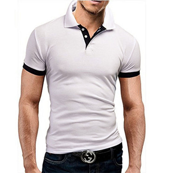 Men's stand-up collar Paul short-sleeved business casual solid color polo shirt