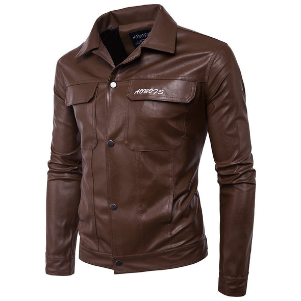 Hanrae Stand Collar Men's Leather Jacket