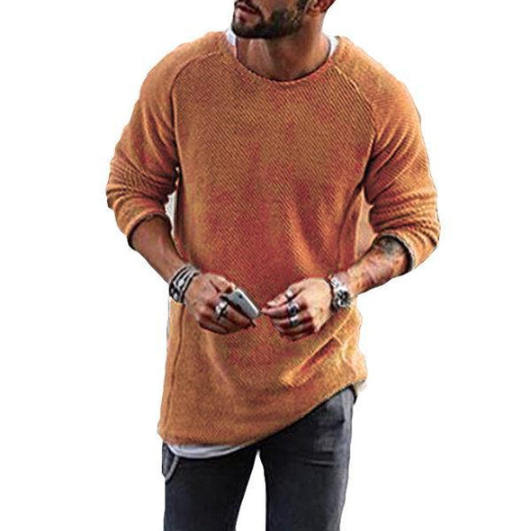 Hanrae Mens Knit Solid Color Long-Sleeved Sweater
