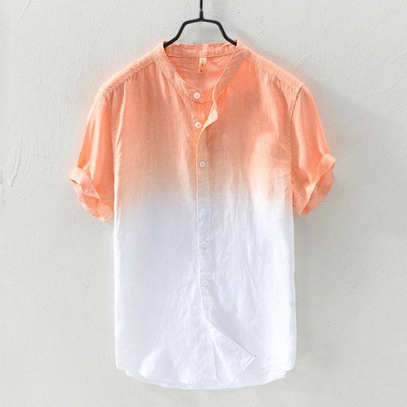 Hanrae Mens Gradient Color Summer Short Sleeve Cotton Shirt